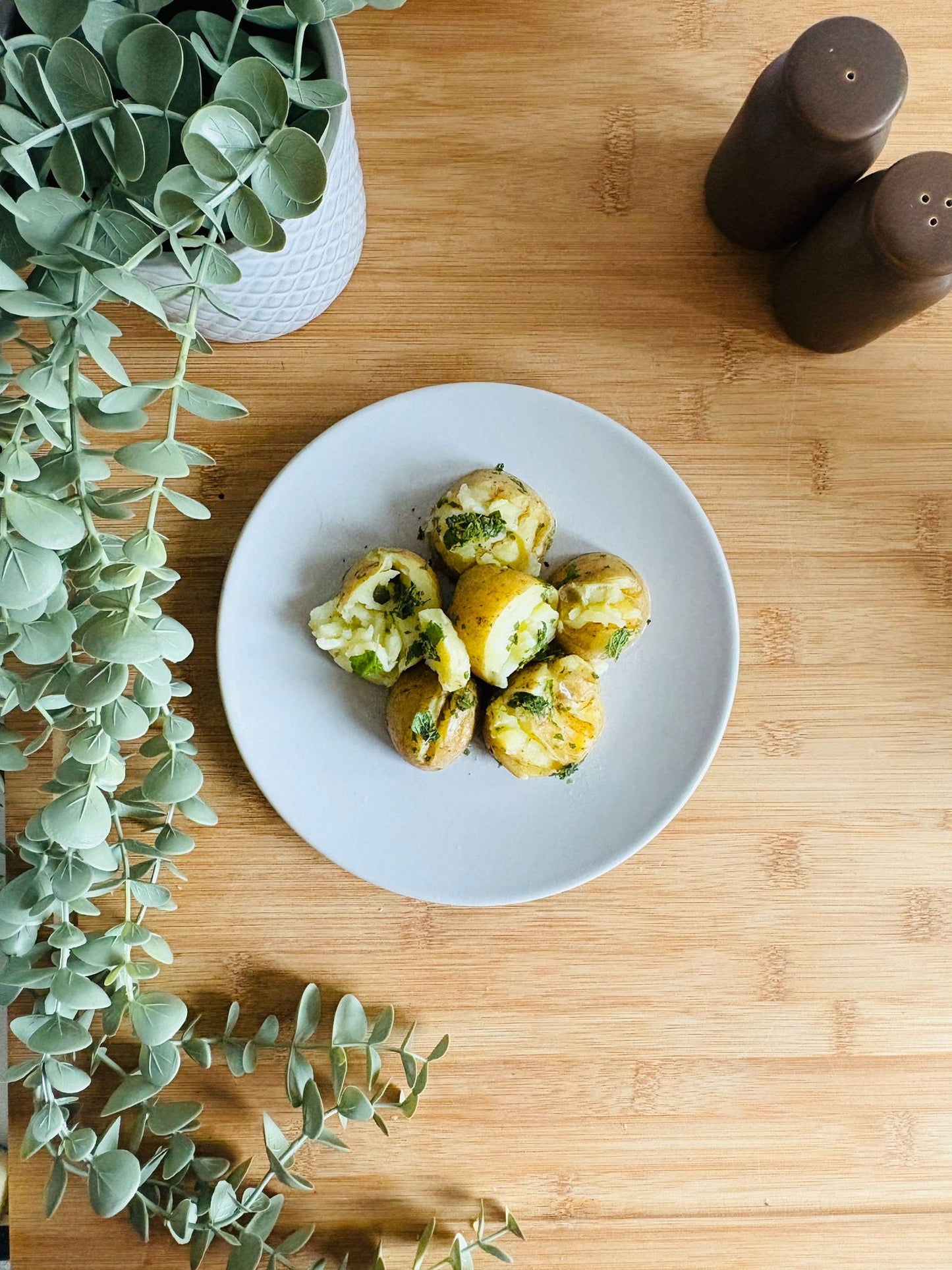 Minted Smashed Potatoes