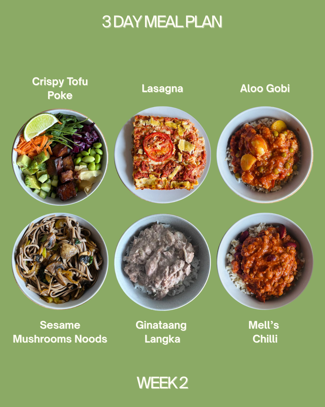 3 Day Meal Plan (6 meals)